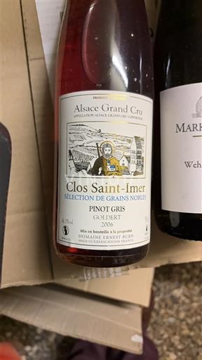 Vin Blanc liquoreux Clos Saint-Imer Sélection de Grains Nobles Domaine Ernest Burn 2006 France Alsace Pinot gris AOC Grand Cru