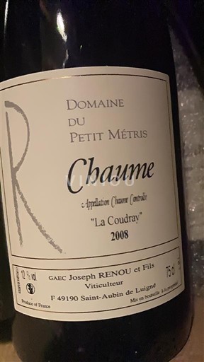 Thung lũng sông Loire Chaume Domaine Petit Métris La Coudray 2008