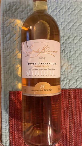 Bordeaux Sauternes Maison Johanes Boubée d'Exception 2005