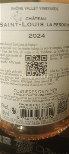 Rhône Valley Costières de Nîmes Château Saint-Louis La Perdrix 2024