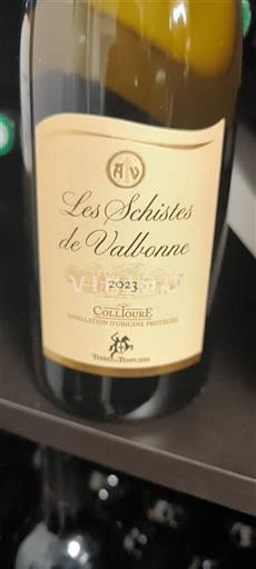 Vinos Rouge sec Les Schistes de Vallonne Terres des Templiers 2023 Francia Rosellón Collioure AOC