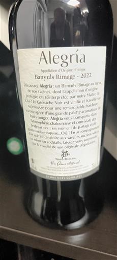 Roussillon Banyuls Banyuls Alegría Rimage 2022