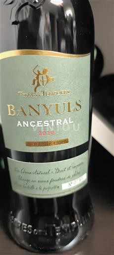 Víno Rouge sec Ancestral Terres des Templiers 2010 Francie Roussillon Banyuls AOC