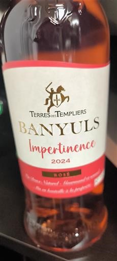 Víno Rouge sec Impertinence Terres des Templiers 2024 Francie Roussillon Banyuls AOC