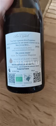 Bordeaux Bordeaux blanc Château Beynat Moi j'ai un Rêve 2023