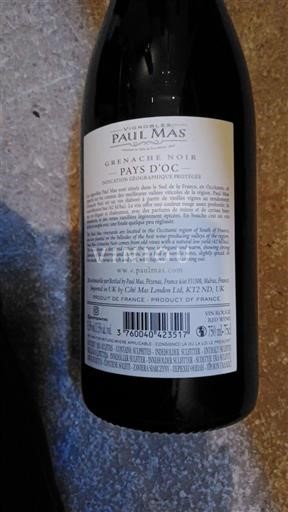 Languedoc-Roussillon Pays d'Oc Paul Mas Grenache Noir Non-Vintage