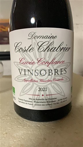 Valle del Rodano Vinsobres Domaine Coste Chabrier Confiance 2021