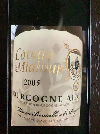 Burgundsko Bourgogne-aligoté Cave d'Azé Coteau de Mialoup 2005