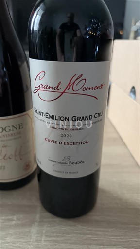 Wines Rouge sec Grand Moment Cuvée d'Exception Vignobles Boubée 2020 France Bordeaux Saint-Émilion Grand Cru AOC Grand Cru