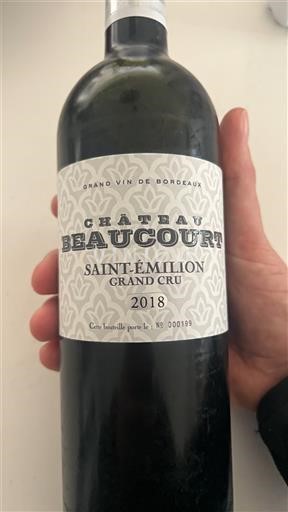 Wines Rouge sec Château Beaucourt 2018 France Bordeaux Saint-Émilion Grand Cru AOC Grand Cru
