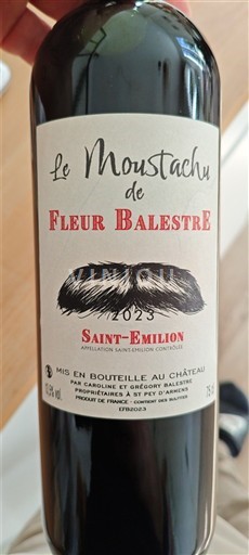 Bordeaux Saint-Émilion Fleur Balestre Le Moustachu 2023