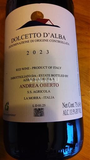 Piedmont Wines Dolcetto d'Alba Andrea Oberto 2023