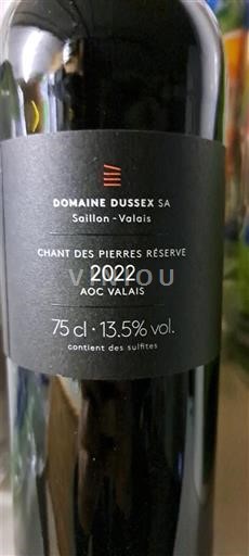 Valais Valais AOC Domaine Ssex Chant des Pierres Réserve 2022
