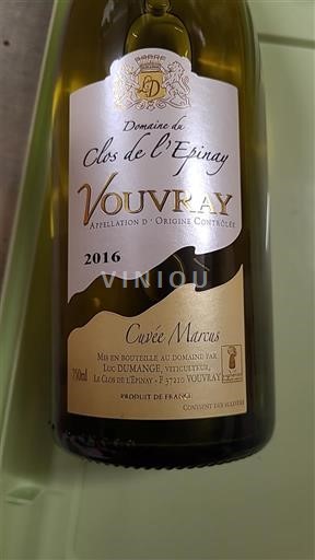 Loirevallei Vouvray Domaine Clos de l'Epinay Marcus 2016