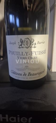 Vina Blanc sec Vers Cras Château Beauregard 2019 Francija Burgundija Pouilly-fuissé AOC