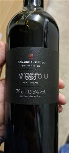 Valais Syrah du Valais Domaine Ssex Syrah Réserve 2022