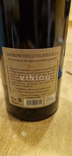 Vénétie Amarone della Valpolicella Bennati Tenuta Sant'antonio 2021