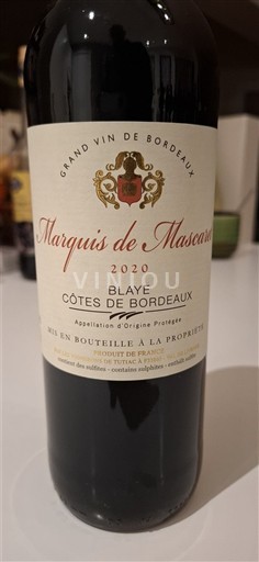 Bordeaux Blaye-Côtes-de-Bordeaux Marquis de Mascaret 2020