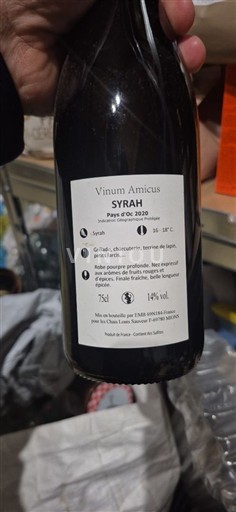 Languedoc ja Roussillon Pays d'Oc Vinum Amicus Syrah 2020