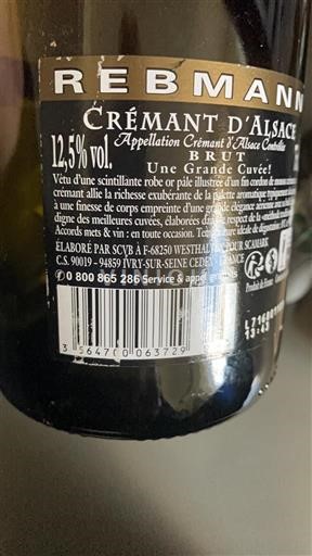 Alsácia Crémant da Alsácia Rebmann Une Grande Não Sazonado