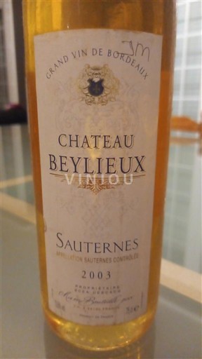Bordeaux Sauternes Château Beylieux 2003