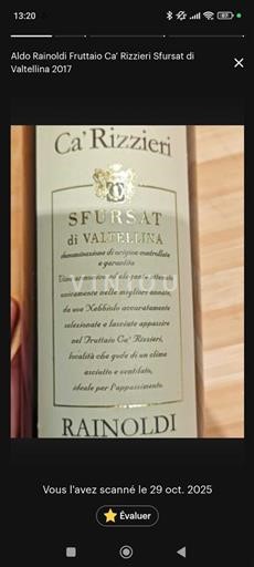 Lombardiet Sforzato di Valtellina Rainoldi Fruttaio Ca' Rizzieri 2017