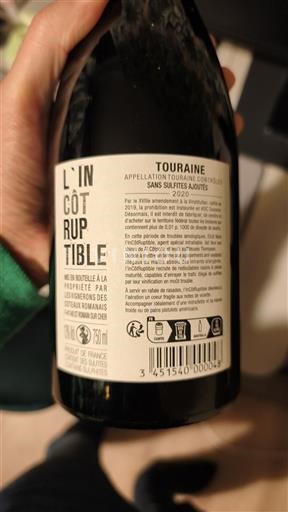 Loire-dalen Touraine Domaine S Grandes Vignes L'Incotruptible 2020