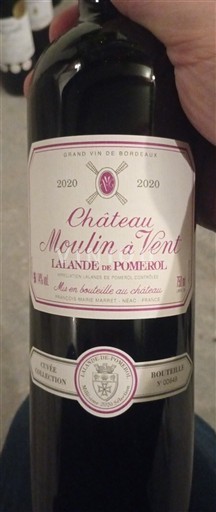 Bordeaux Lalande-de-Pomerol Château Moulin à Vent Collection 2020