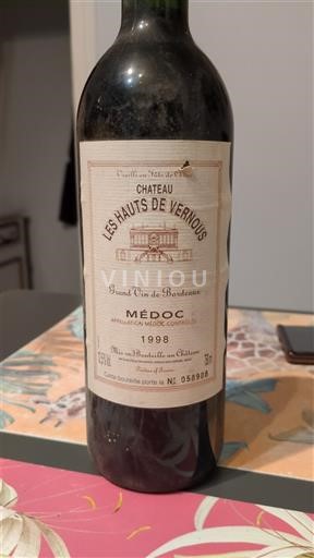 Wines Rouge sec Château Les Hauts de Vernous 1998 France Bordeaux Médoc AOC