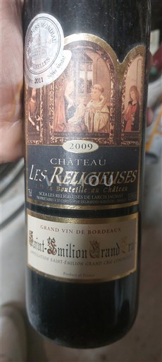 Viinit Rouge sec Château Les Religieuses 2009 Ranska Bordeaux Saint-Émilion Grand Cru AOC Grand Cru