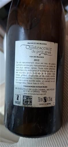 Languedoc No especificado Domaine Mas Rouge Quintessence du petit grain 2012