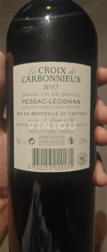 Bordeaux Pessac-Léognan La Croix de Carbonnieux 2017