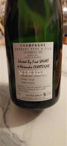 Šumivá vína Blanc extra-brut Ephémère 029 Dremont Père & Fils Non millésimé Francie Champagne Šampanské AOC