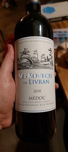 Bordéus Médoc Les Sources de Livran 2018