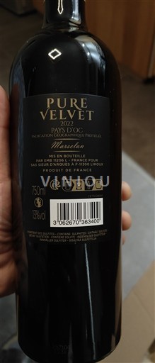 Languedoc ja Roussillon Pays d'Oc Pure Velvet 2022