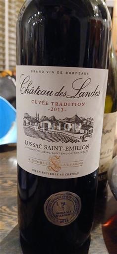 Bordeaux Lussac-saint-émilion Château S Landes Tradition 2013