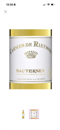 Bordeaux Sauternes Carmes de Rieussec 2020