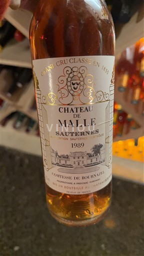 Bordeaux Sauternes Grand Cru Château Malle 1989