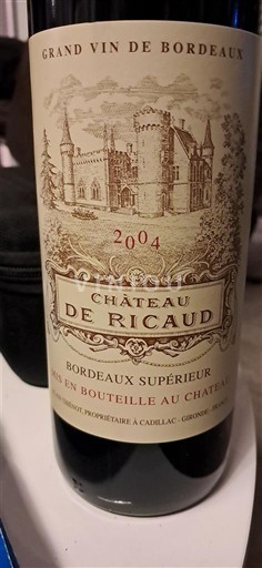 Bordeaux Bordeaux supérieur Château Ricaud 2004
