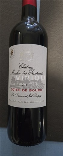 Bordeaux Côtes-de-bourg Château Moulin des Richards 2018