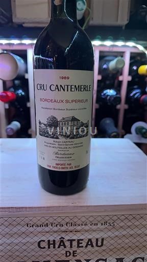 Vin Rouge sec Cru Cantemerle 1989 France Bordeaux Bordeaux supérieur AOC
