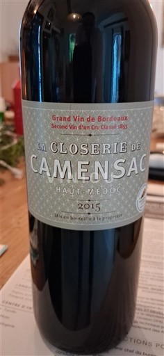 Bordeaux Haut-Médoc Château Camensac La Closerie de Camensac 2015