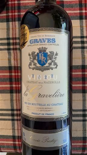 Vine Rouge sec La Gravelière Château La Mazerolle 2022 Frankrig Bordeaux Graves AOC