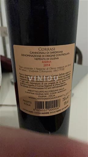 Sardinie Nespecifikováno Cantina Sociale di Oliena Corrasi Riserva 2014