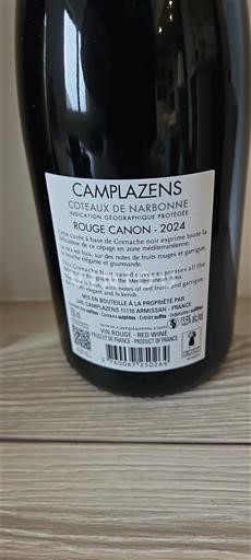 Languedoc and Roussillon Coteaux de Narbonne Camplazens Rouge Canon 2024