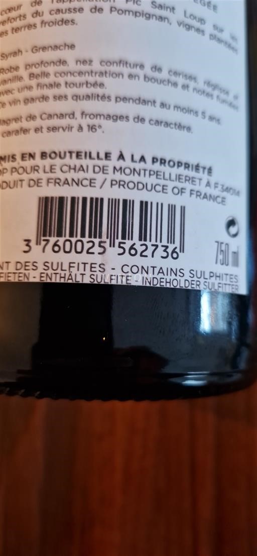 Vine Rouge sec Le Chai de Montpellier Non millésimé Frankrig Languedoc Pic-saint-loup AOC