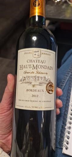 Bordéus Château Haut-Mondain Grande Réserve 2012