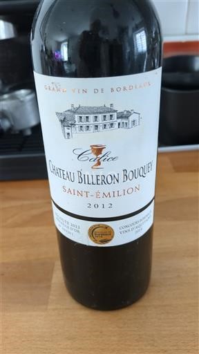 Bordeaux Saint-Émilion Château Billeron Bouquey Cadrice 2012