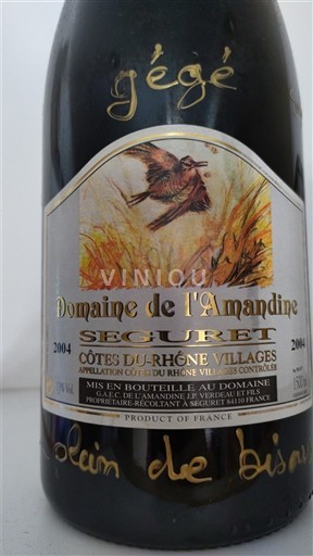 Rhônen laakso Côtes-du-rhône-villages Domaine L'Amandine 2004