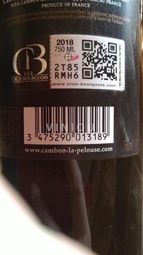Bordeaux Haut-Médoc Cru Bourgeois Cambon la Pelouse 2018